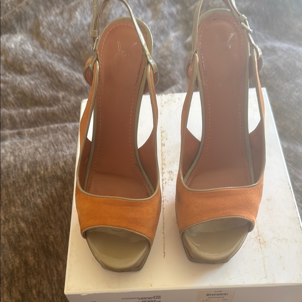 Elegant Orange Peep-Toe Slingback Heels